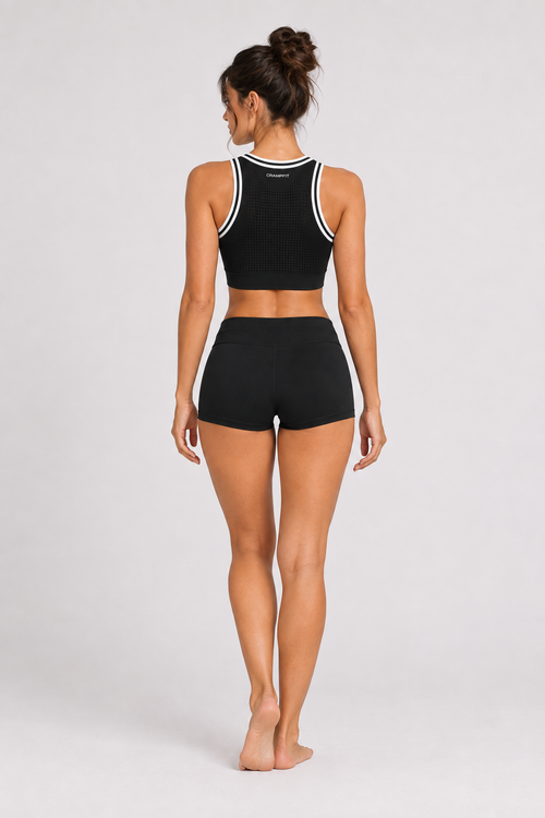 Contour Tank in Black back view – CRAMPFIT women’s street-gym activewear