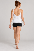 Women’s Slim Fit Open-Back Tank Top - White - back on model
